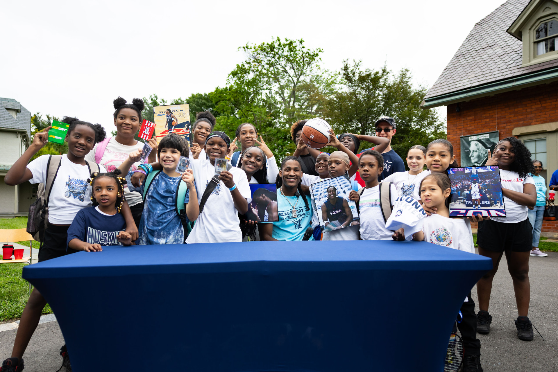 Children and families gathered at the foundation's back-to-school community event
